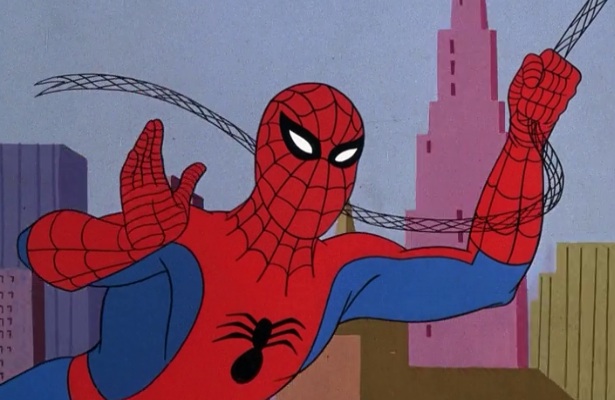 Spider-Man swinging in the original 1967 cartoon