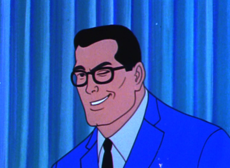 Clark Kent, winking at the camera, in "The New Adventures of Superman," 1966