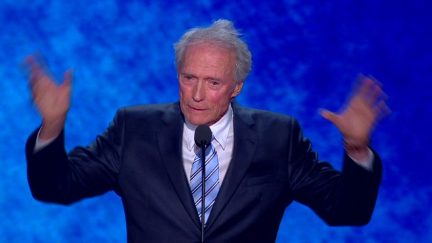 Clint Eastwood not hot-dogging it before a national audience at the RNC