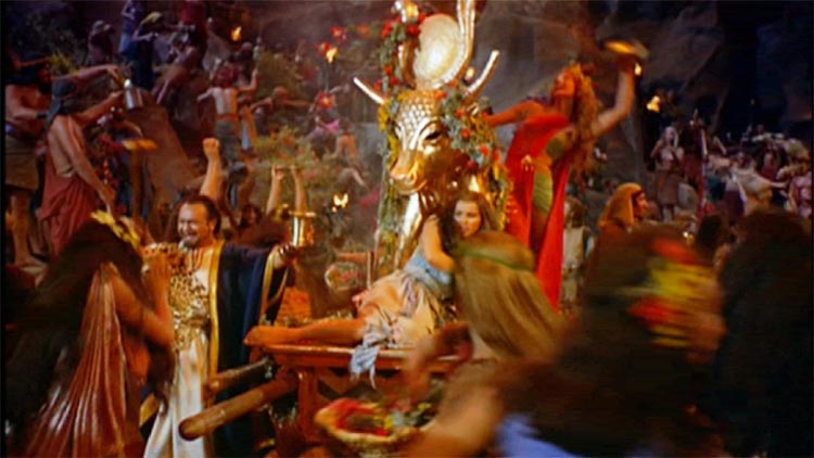 The golden calf orgy scene in "The Ten Commandments"