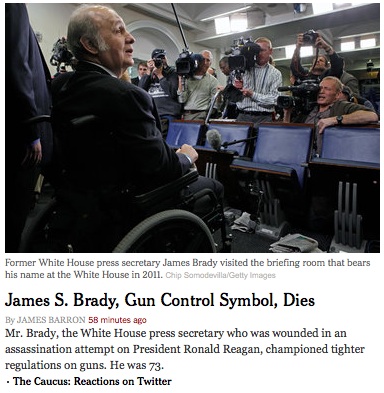 James Brady, Gun Control Symbol, Dies