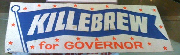"Killebrew for Governor" bumper sticker - now housed at Target Field