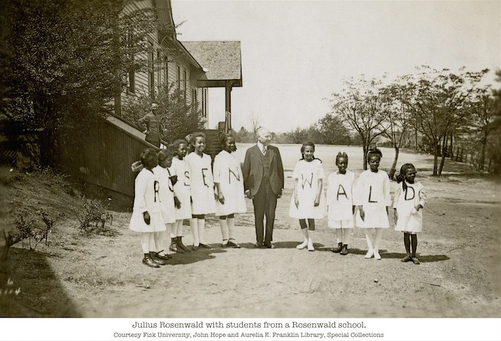 Julius Rosenwald with students at a Rosenwald school, from Aviva Kempner's documentary "Rosenwald"