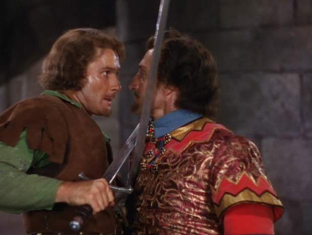 The duel between Robin Hood and Sir Guy of Gisbourne