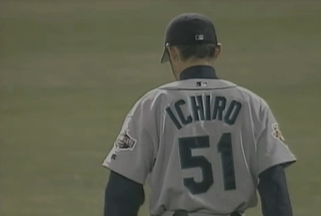 Ichiro after "The Throw" against Terrence Long: April 11, 2001
