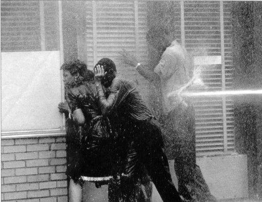 water cannons, fire hoses, used on protesters in Birmingham, Ala., 1963