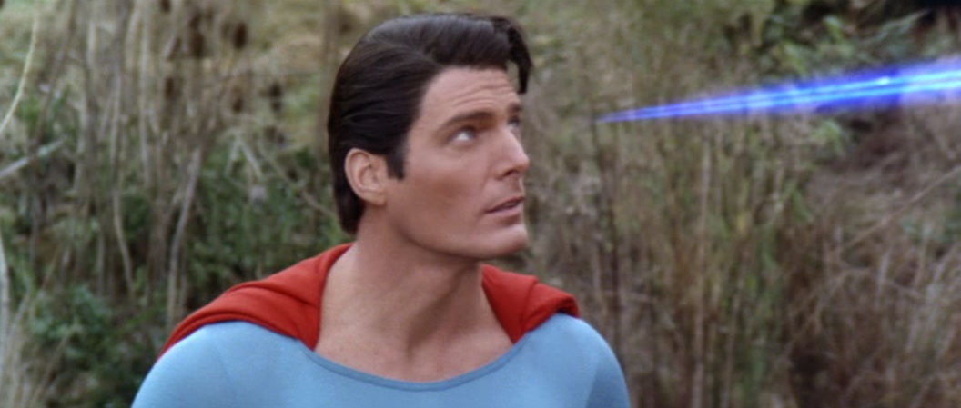 The blue eyebeams of Superman in "Superman IV: The Quest for Peace" (1987)